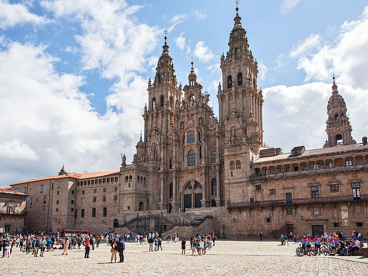 Blick auf die Kathedrale von Santiago di Compostela