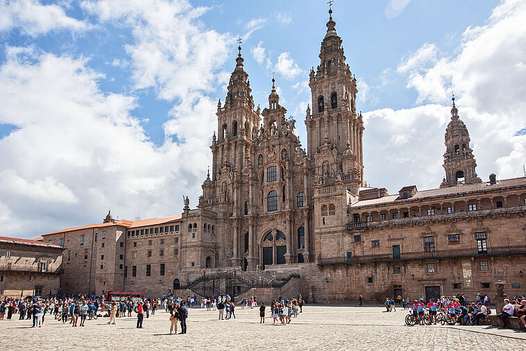 Blick auf die Kathedrale von Santiago di Compostela