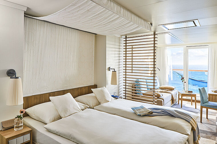 Blick in eine Verandakabine Komfort von AIDA Cruises